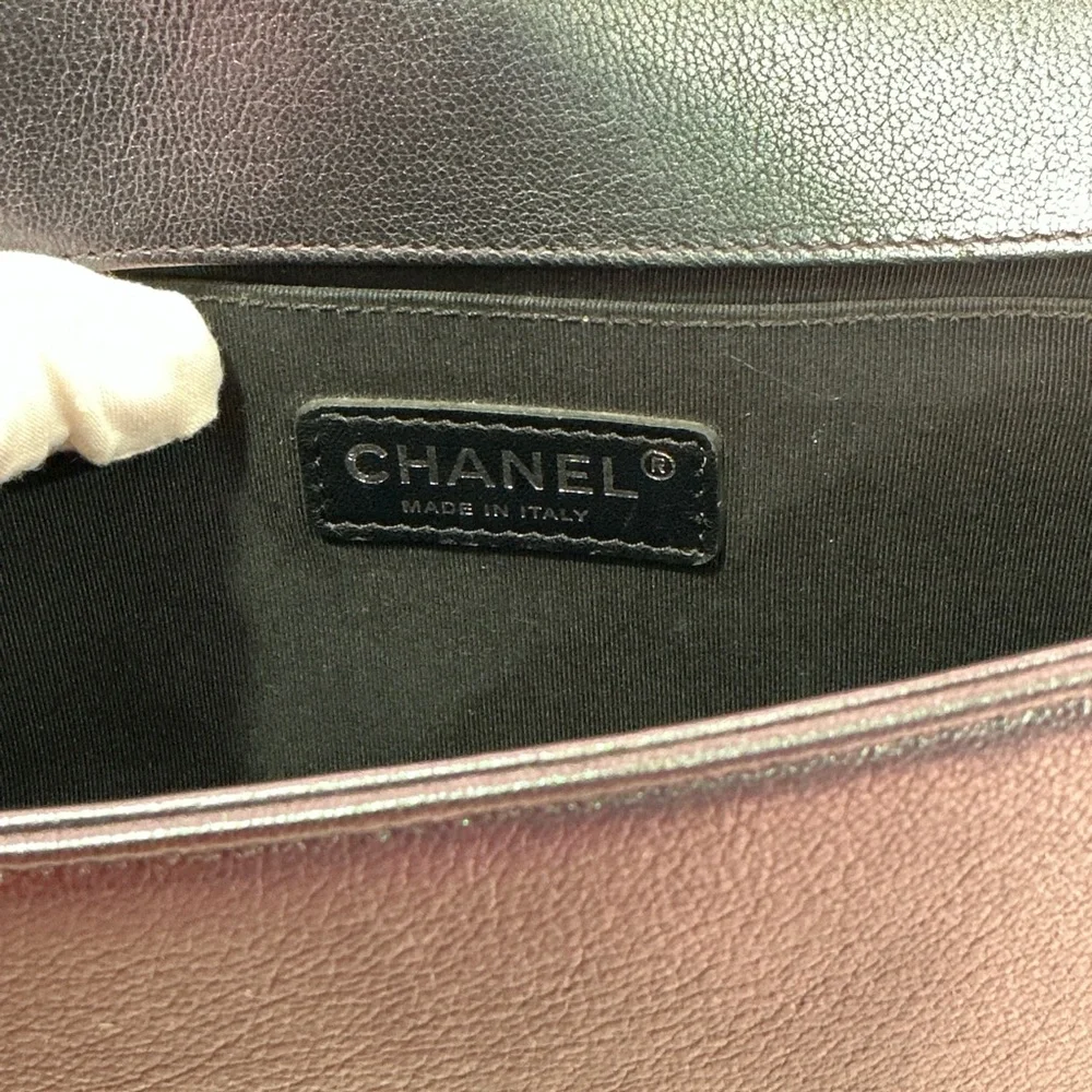 Chanel Purple Iridescent  Mermaid Quilted Shoulder Boy Flap Bag goatskin leather